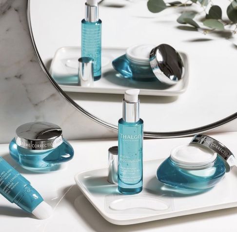 Thalgo beauty products in front of mirror